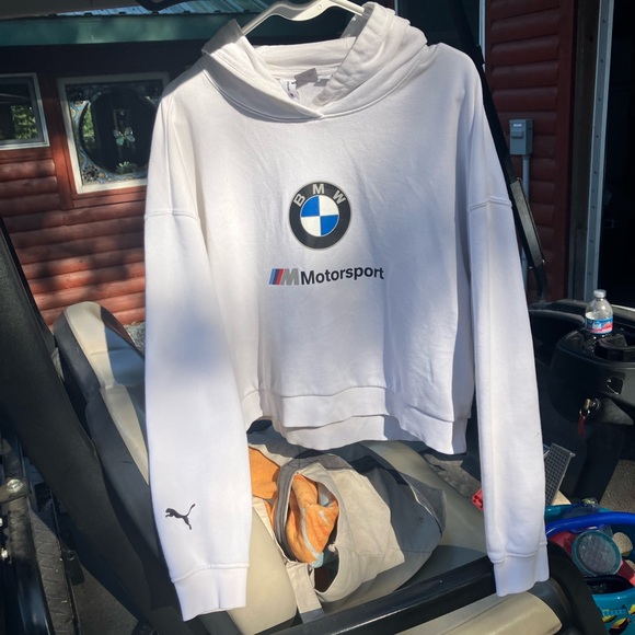 BMW Motorsport cropped White Hoodie with Logo sz m - Picture 1 of 7